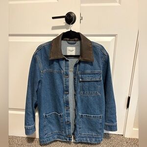 Abercrombie & Fitch Blue Denim Jacket with Tan Collar